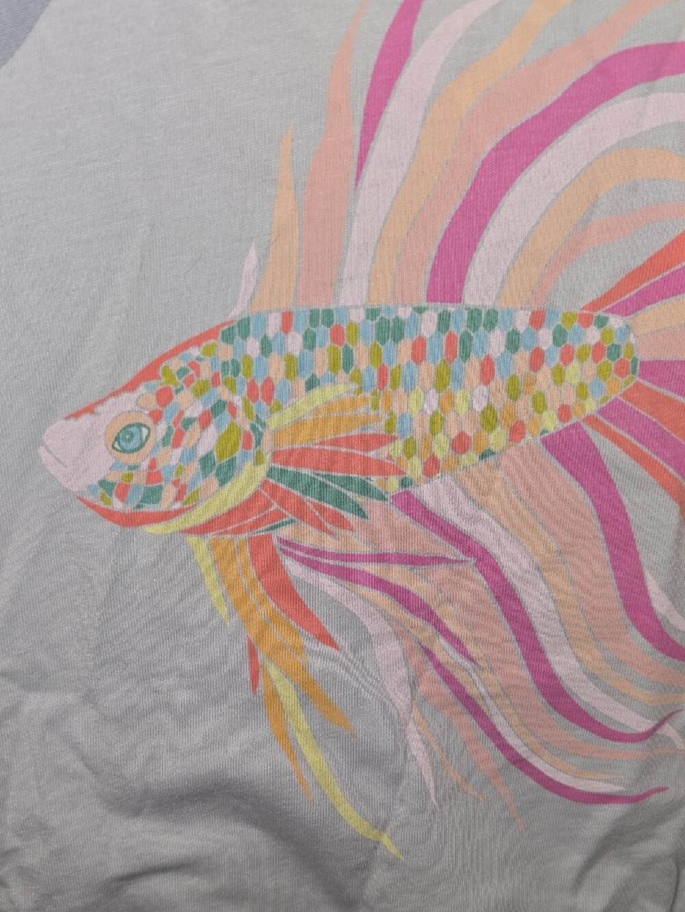 Tea Collection Light Blue Raglan Tee with Colorful Fish Print - Picture 3 of 6